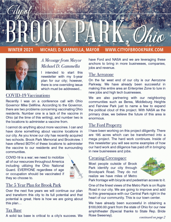City of Brook Park Ohio Winter Newsletter 2021